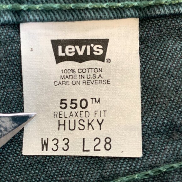Levi’s Jeans 550 Husky Mens 33x28 Green Relaxed Fit  Made in USA Vintage 1996 - Picture 8 of 12